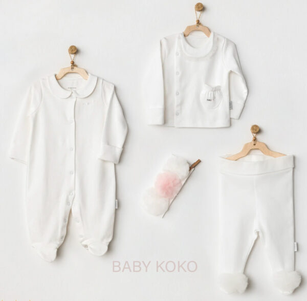 Elegant Soft – Βρεφικό Σετ 4 Τμχ σε Λευκή Απόχρωση