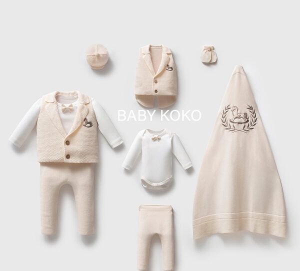 👶🏼 Βρεφικό Set Αγόρι 7 Τεμαχίων με Παπιγιόν & Κουβέρτα | BABY KOKO