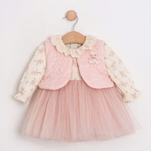 Elegant Βρεφικό Φόρεμα με Τούλι και Αποσπώμενο Γιλέκο