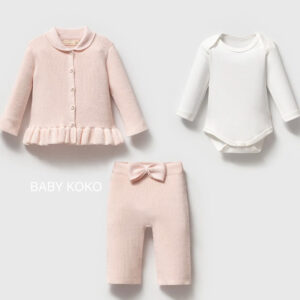 Σετ 3 Τεμαχίων Baby Koko – 100% Βαμβακερό με Διακριτικό Φιόγκο Niki